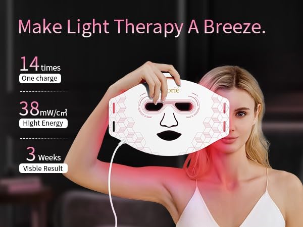 Silorié LED Face Mask Light Therapy, 4-Color Facial Mask with Near Infrared Light, 288 LEDs, 3 Modes, 3 Intensity Levels, USB-C Rechargeable Skin Care Device