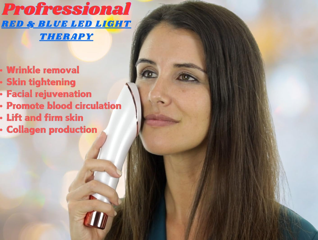 Lyte Wireless Duo LED Light Therapy Red & Blue Light Therapy Wand for Face Includes Hyaluronic Serum w/Automatic Sensor Wrinkle Reduction Facial Handheld Tool