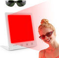 Red LED Light Therapy Lamp for Face, 5-Color Facial Beauty Device with 630nm & 850nm Near Infrared Red Light Therapy for Desk with Adjustable Stand, Timer and Protective Glasses, Home and Travel Use