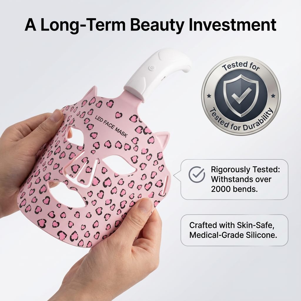 JVV Red Light Face Mask - 240 LEDs High-Density Phototherapy- 3 Modes for Skin Rejuvenation, Brightening & Soothing - At-Home Facial Spa Skincare Tool, Wireless Design