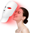 Upgraded LED Face Mask Light Therapy - Gen 2 Ultra-Lightweight Face & Neck Red Light Therapy Device - Detachable Neck Piece & 7 Color Photon Skin Care Shield - Wireless & Portable Home Spa