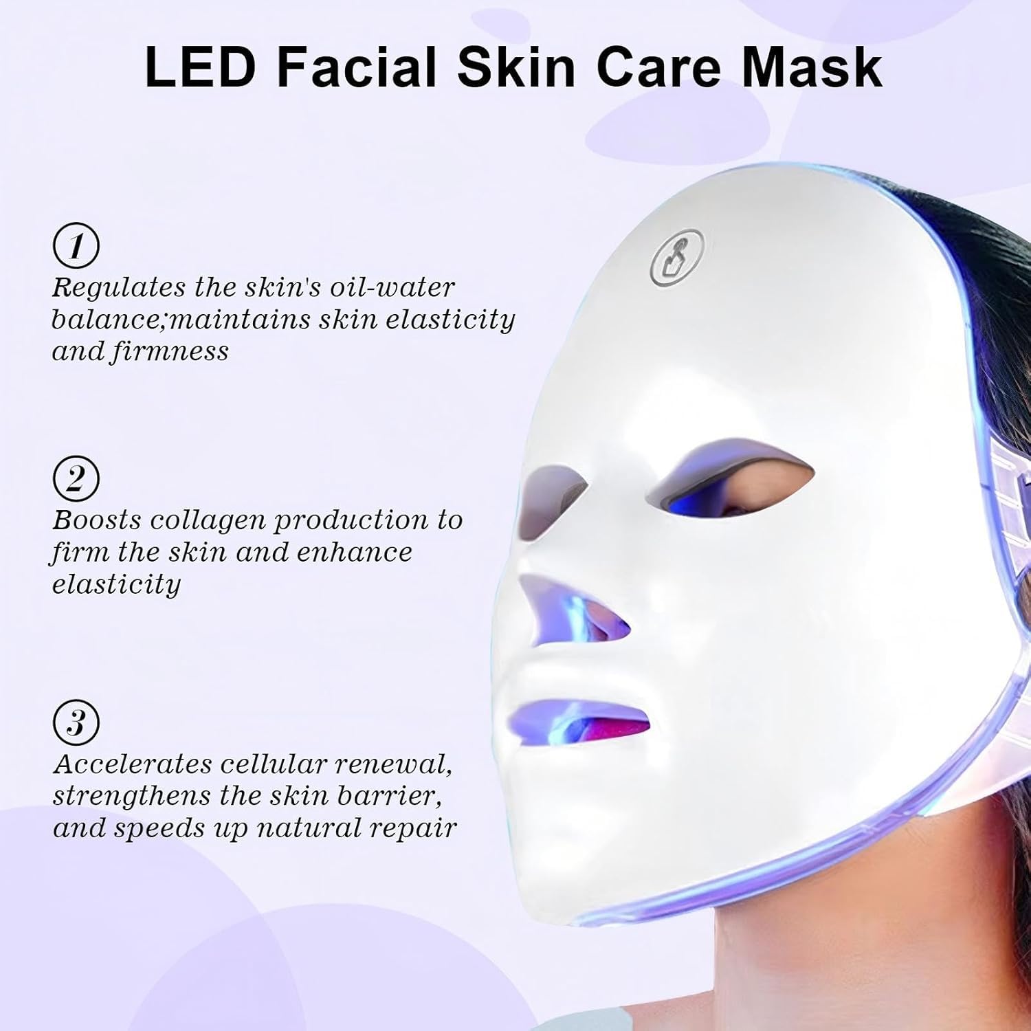 Red Light Therapy for Face,Red Light Mask for Anti-Aging, LED Face Mask Light Therapy Adjustable Brightness with 7-Color LED Facial Mask, Rechargeable Light Care Beauty Device for Home Use