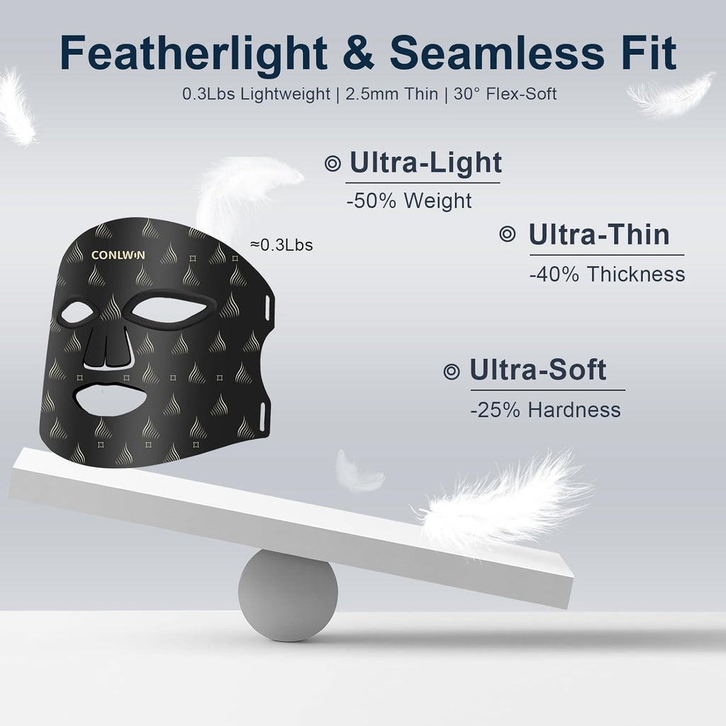 Red Light Therapy Mask for Face, 8 Modes Ultra Lightweight Red Light Mask with 850nm Near Infrared, 2000mAh Rechargeable Portable LED Face Mask Light Therapy with Timer At Home