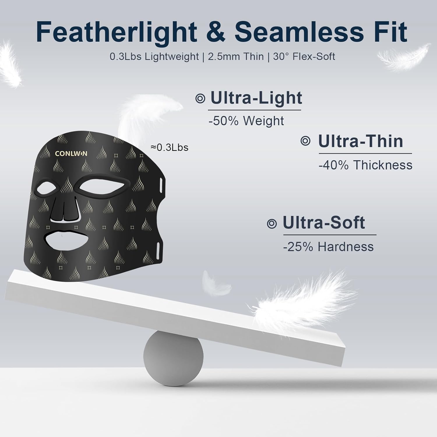 Red Light Therapy Mask for Face, 8 Modes Ultra Lightweight Red Light Mask with 850nm Near Infrared, 2000mAh Rechargeable Portable LED Face Mask Light Therapy with Timer At Home