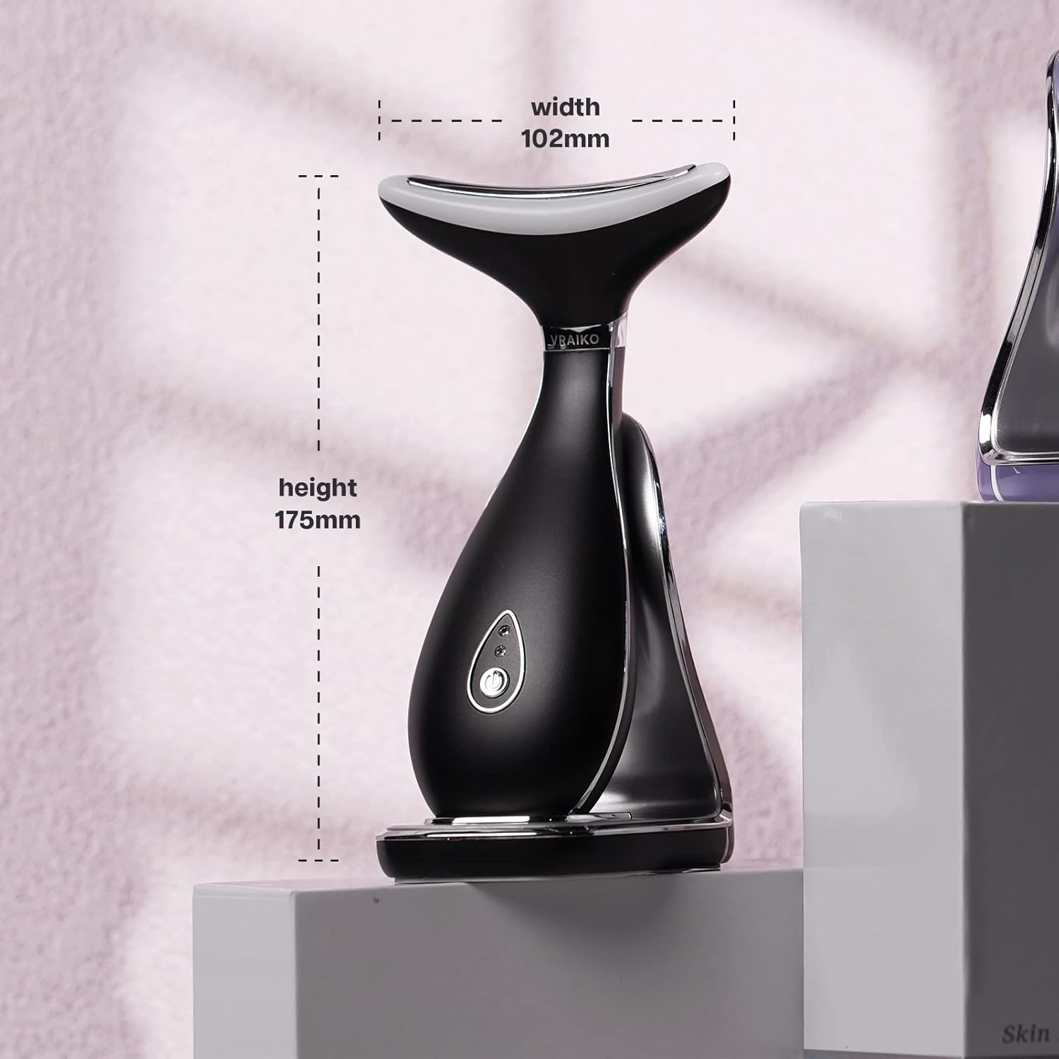 VRAIKO Lily Neck Face Massager, Face Sculpting Tool, Skin Rejuvenation Device with Thermal, Triple Action LED and Vibration, for Anti-Aging, Lifting and Tightening Sagging Skin (Frosted Black)