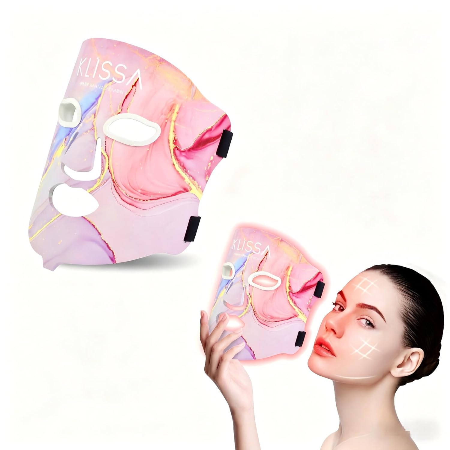4colors LED Face Mask Light Therapy, Red Light Therapy Mask for face, Soft Silicone Facial Skin Care Mask, Portable Rejuvenation Device for Home Use, Rechargeable Skin Mask for Women