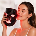 LED Mask Light Therapy for Face - Flexible Silicone Red Light Therapy Mask for Skin Rejuvenation and Anti-Aging - Wireless & Rechargeable Professional Home Skincare Tool, Black