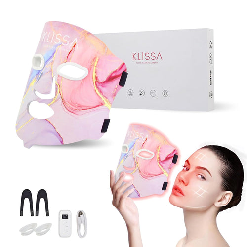 4colors LED Face Mask Light Therapy, Red Light Therapy Mask for face, Soft Silicone Facial Skin Care Mask, Portable Rejuvenation Device for Home Use, Rechargeable Skin Mask for Women