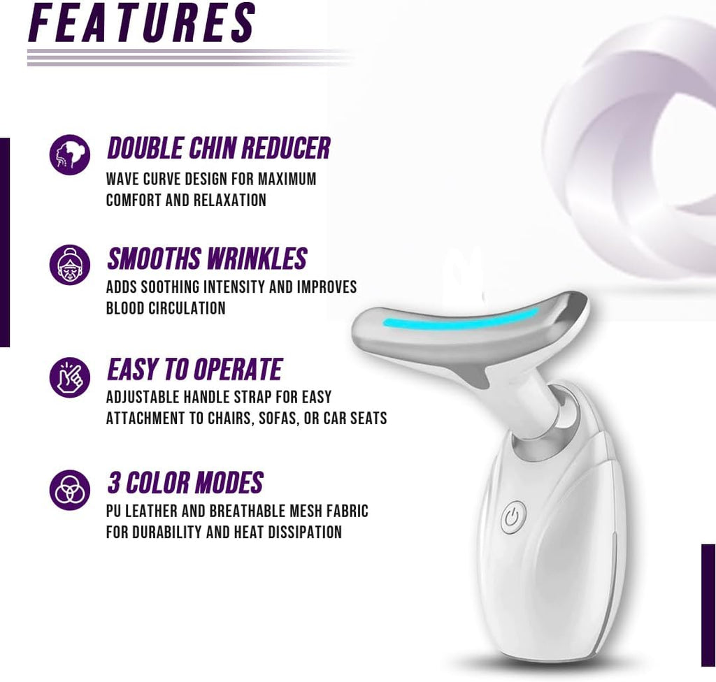Neck & Face Lifting LED Therapy Device. Effective, Easy to Operate and Easy to Clean. All-Skin Types. Rechargeable and Portable.