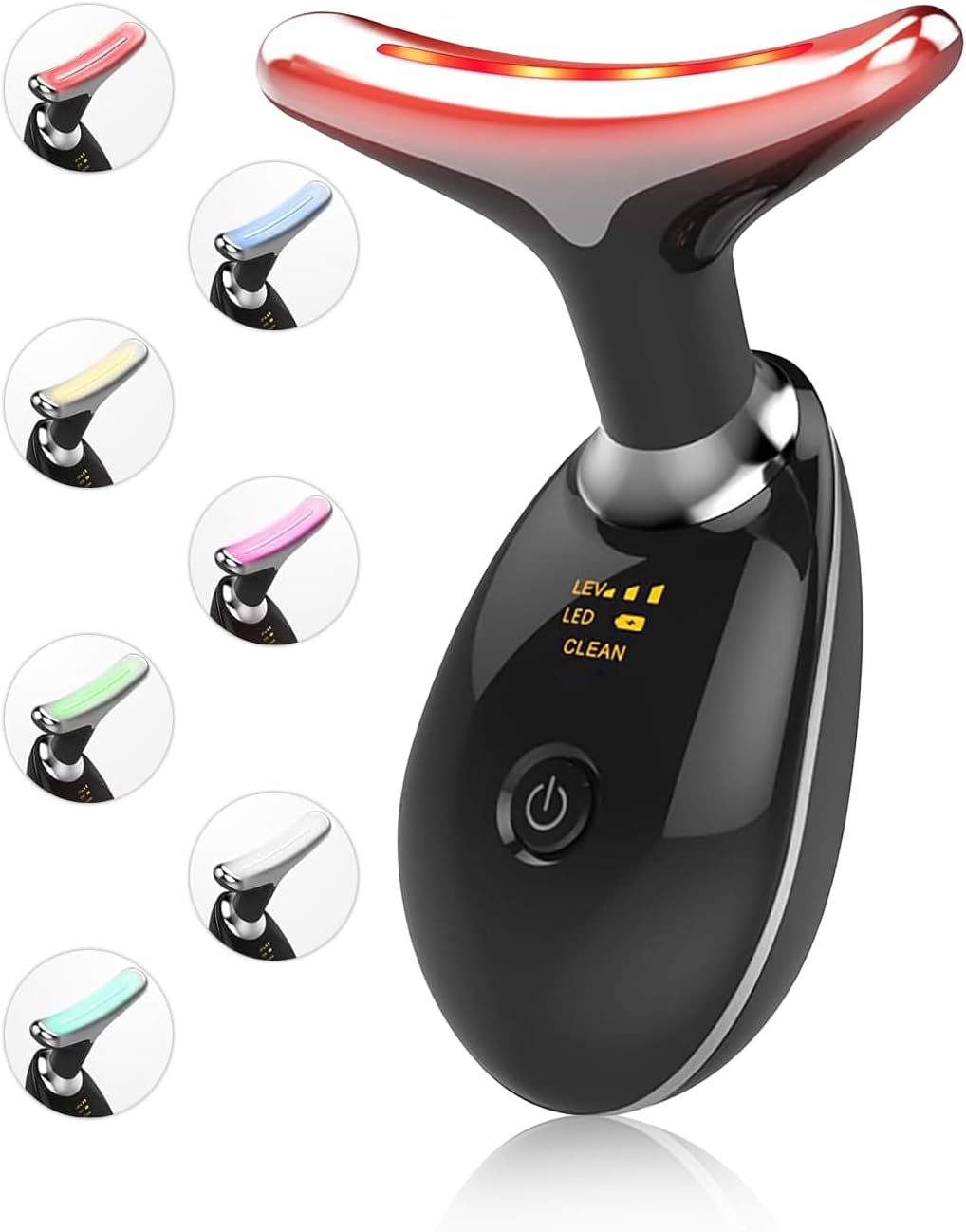 Facial Beauty Device, Multifunctional Facial Skin Care Tools with Vibration, Red and Blue LED Light, 7 Color Led Face and Neck Beauty Device for Home Use, Improve Skin