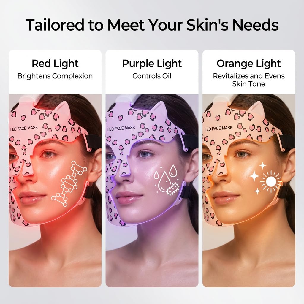 JVV Red Light Face Mask - 240 LEDs High-Density Phototherapy- 3 Modes for Skin Rejuvenation, Brightening & Soothing - At-Home Facial Spa Skincare Tool, Wireless Design