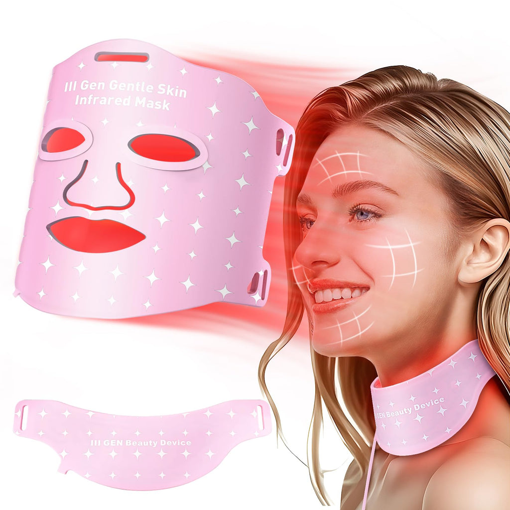 Red Light for Face,Red Light Mask For Face And Neck Women,25°C-32°C Heated Infrared Face Mask,Anti-Aging Infrared,LED 940nm IRFace
