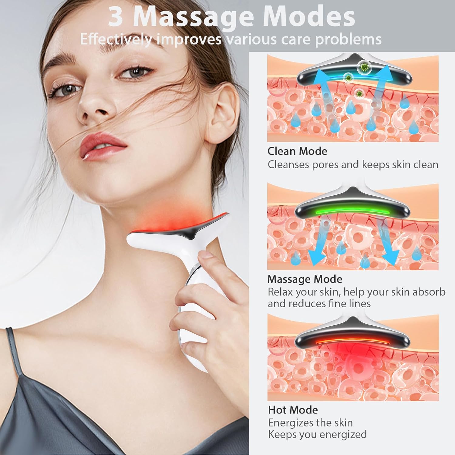 3 in 1 Face cuIpting Tool, 7 Color Mode, Facial Massager for Face and Neck, At-Home Facial Beauty Deice for Skin Care, Face cuIpting Wand