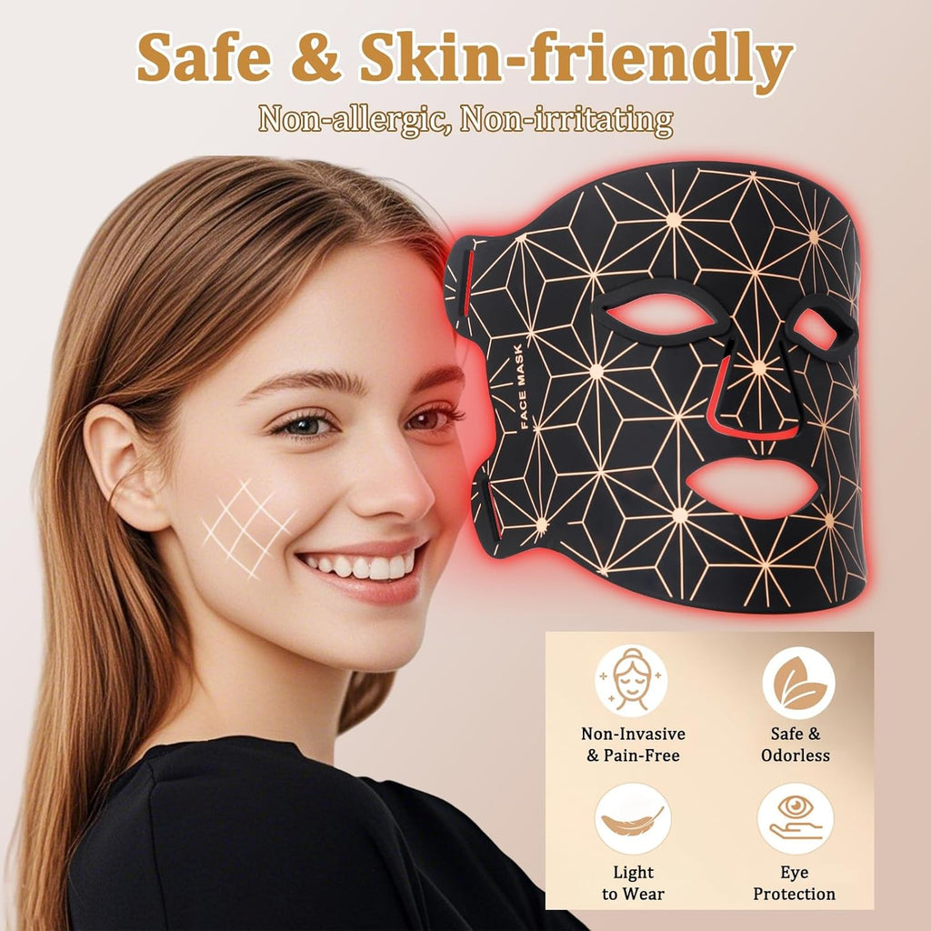 Red Light Therapy Mask for Face, 3000 mAh Rechargeable LED Face Mask Light Therapy with 850NM Near-Infrared, 8 Colors Red Light Mask, Skin Care Device at Home and Travel for Skin Rejuvenation