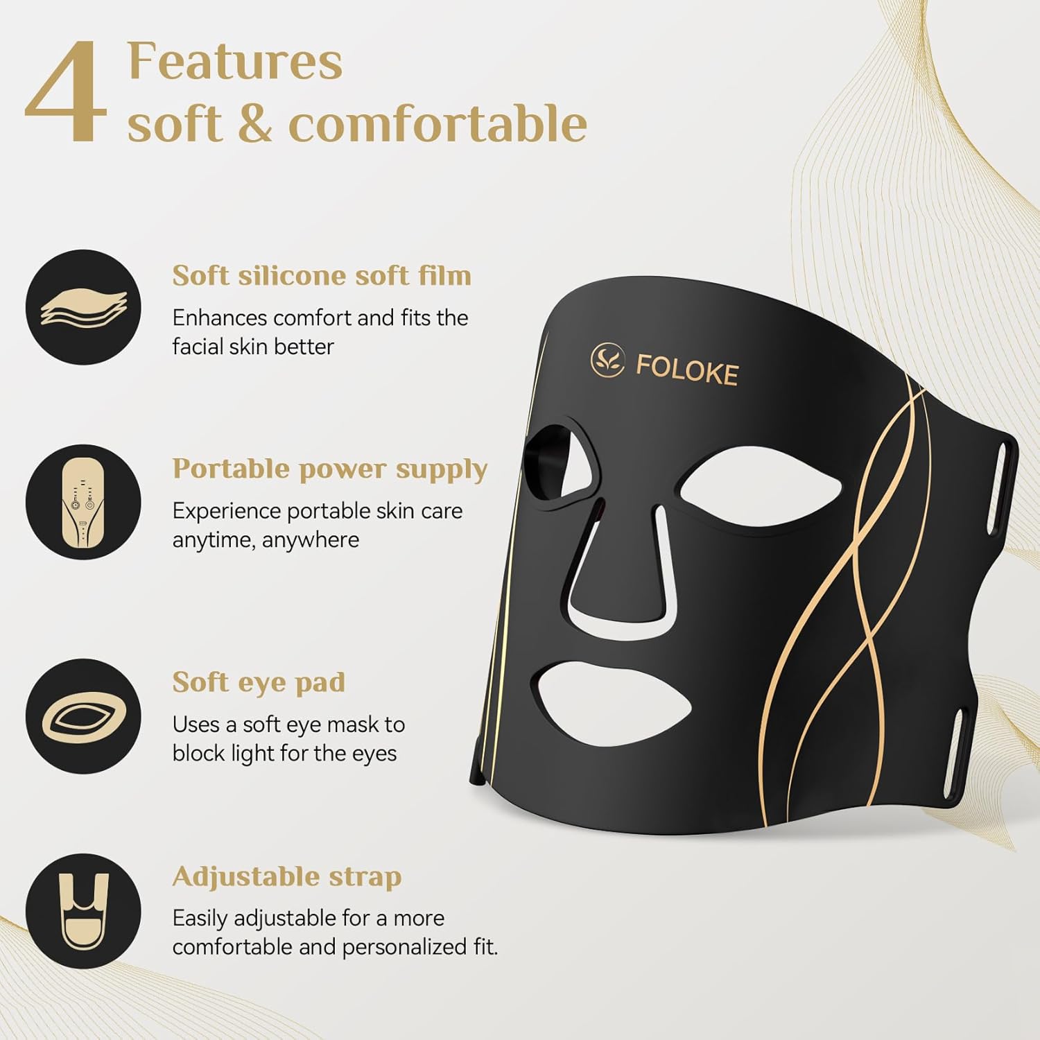 FOLOKE Red Light Therapy Mask for Face, LED Face Mask Light Therapy with Red 630±5nm & NIR 830nm, Body Beauty Machine for Care at Home