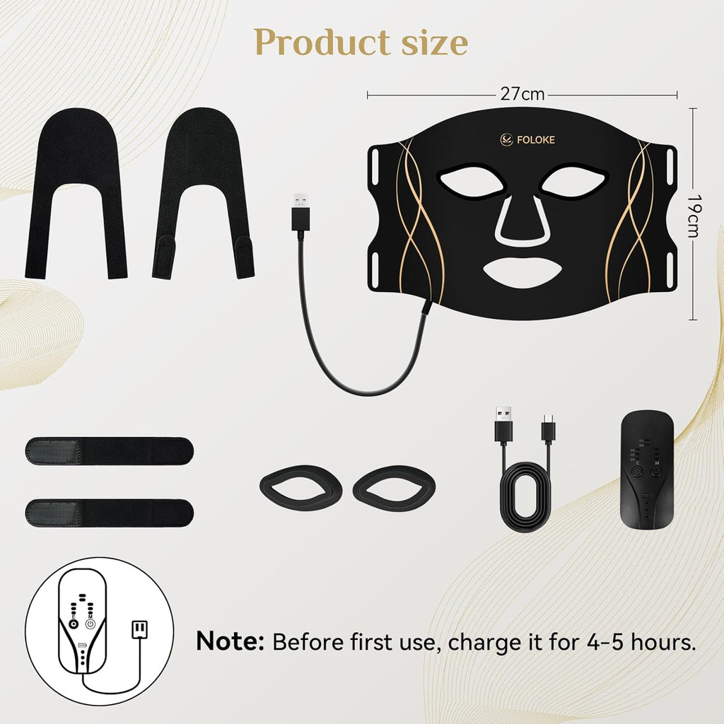 FOLOKE Red Light Therapy Mask for Face, LED Face Mask Light Therapy with Red 630±5nm & NIR 830nm, Body Beauty Machine for Care at Home