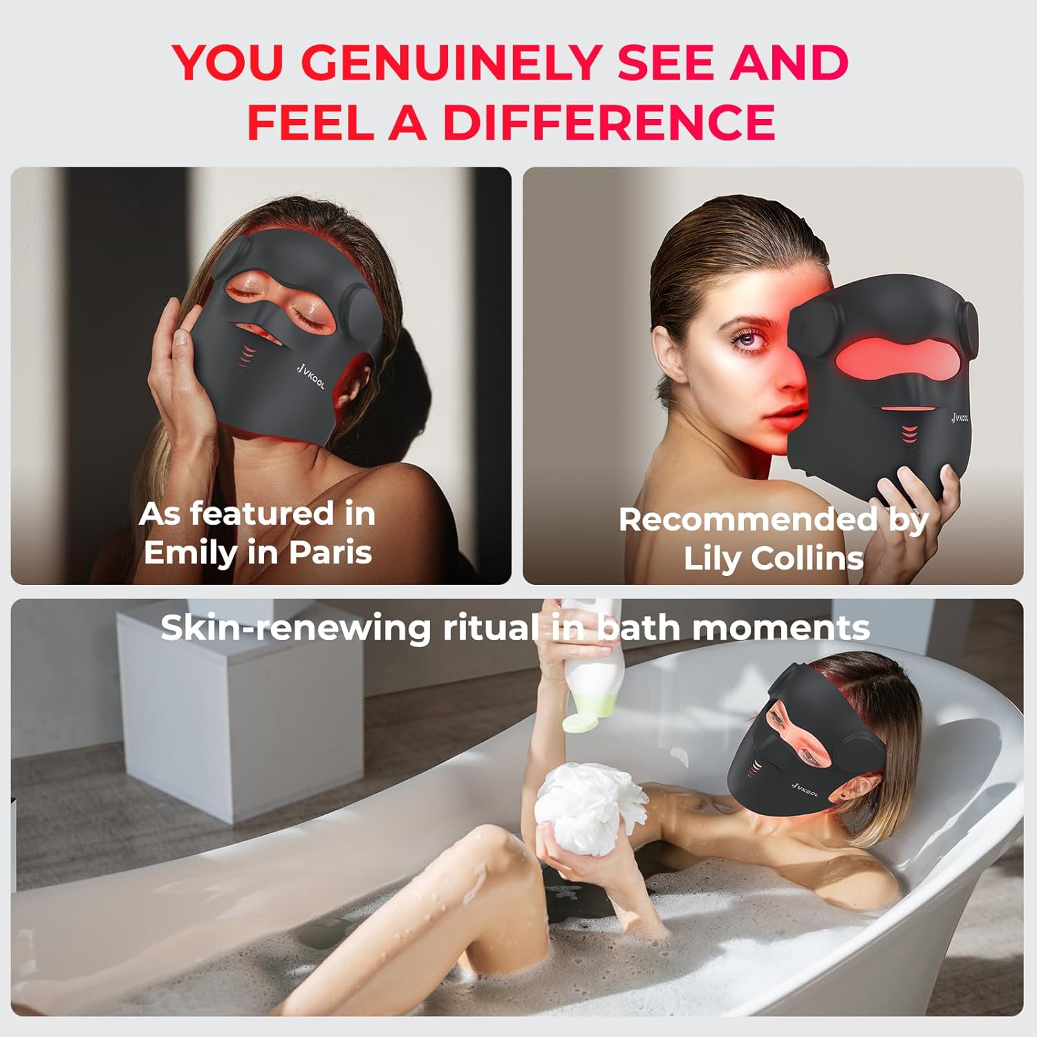 Red Light Therapy Mask for Face – 9 Modes LED Light Therapy with 280 Beads, 630nm Red & 850nm Near Infrared, Wireless Rechargeable Facial Mask for Skin Care at Home