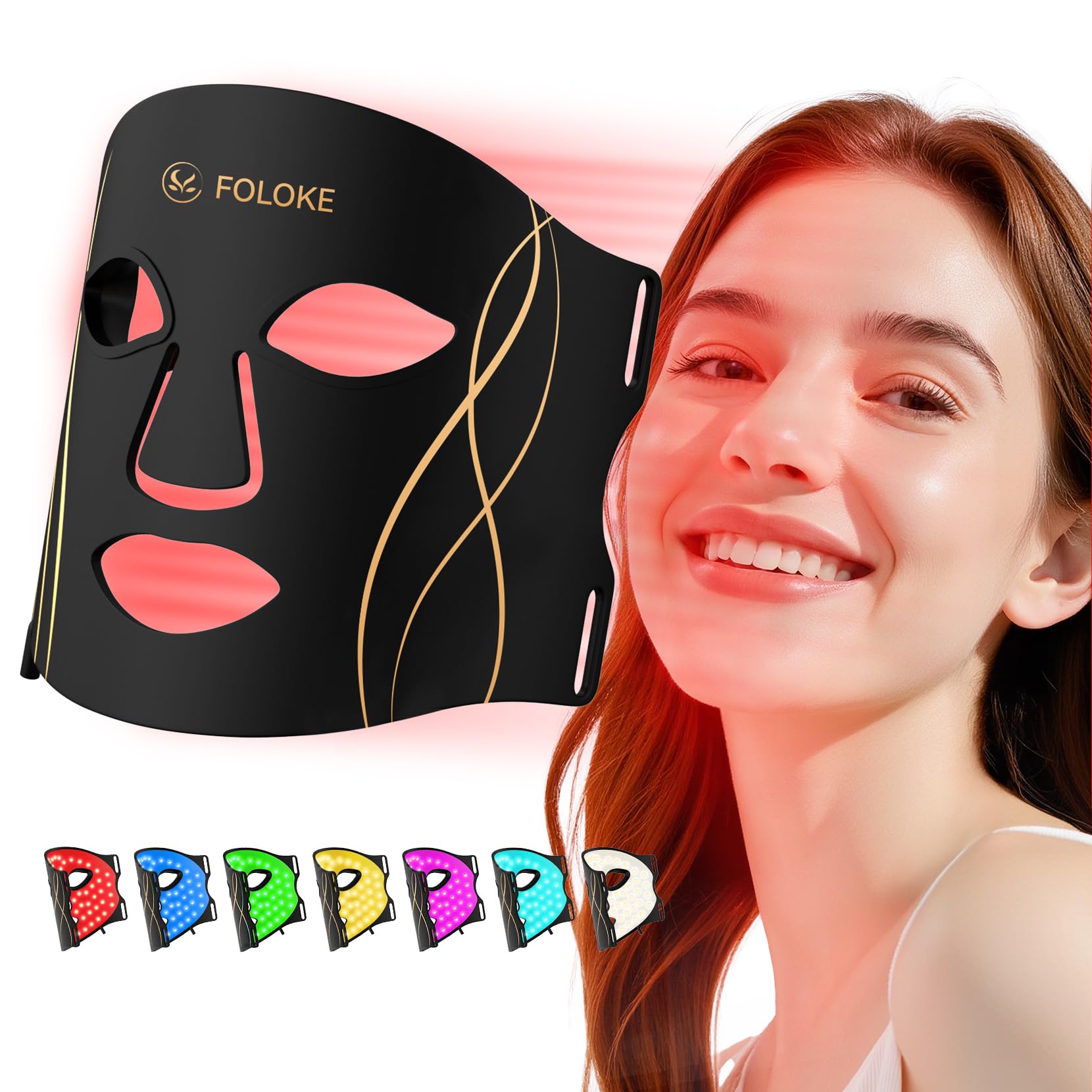 FOLOKE Red Light Therapy Mask for Face, LED Face Mask Light Therapy with Red 630±5nm & NIR 830nm, Body Beauty Machine for Care at Home