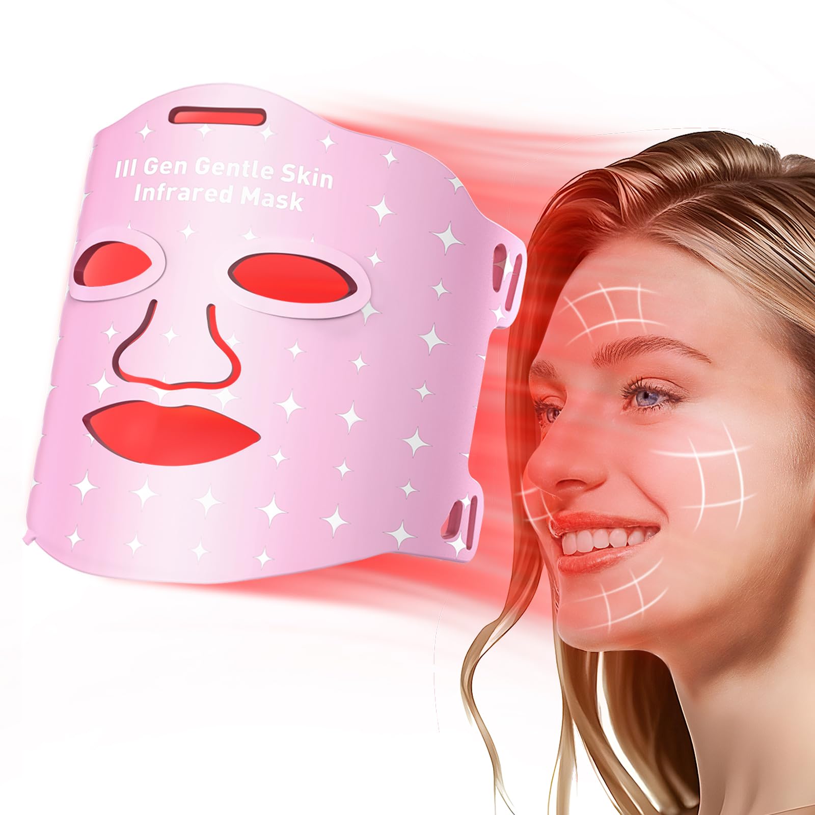 Red Light for Face,Red Light Mask For Face And Neck Women,25°C-32°C Heated Infrared Face Mask,Anti-Aging Infrared,LED 940nm IRFace