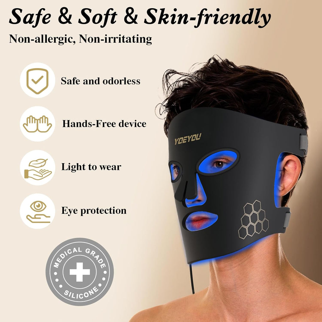 Red Light Therapy for Face, 850nm Near Infrared LED Face Mask, 4 Light Modes, Portable Rechargeable Red Light Therapy Mask Skincare Device for Facial Rejuvenation