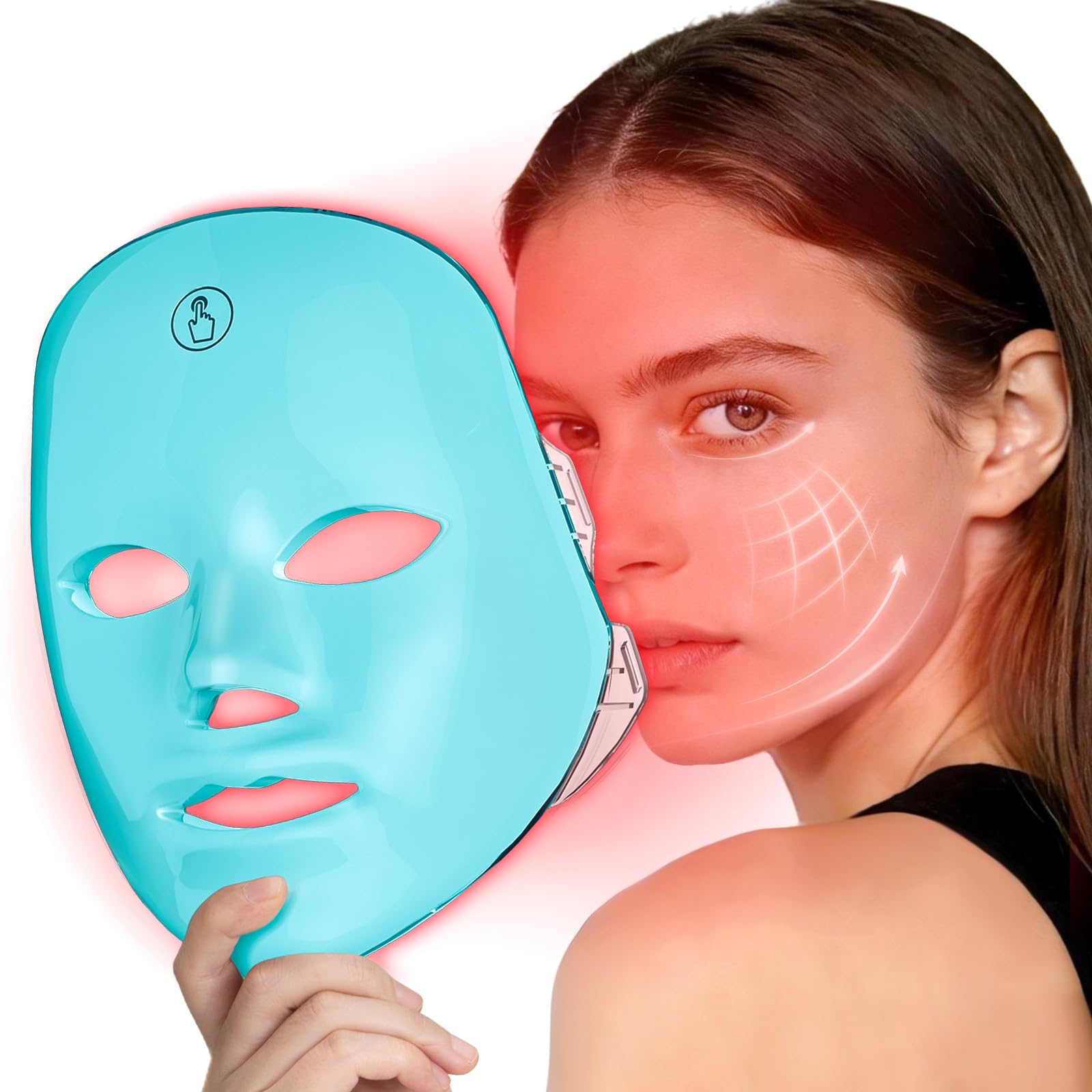 Red Light Mask for Face, 7 Color Red Light Facial Masks, At-Home Facial Care Device, Portable, Cordless, and Rechargeable