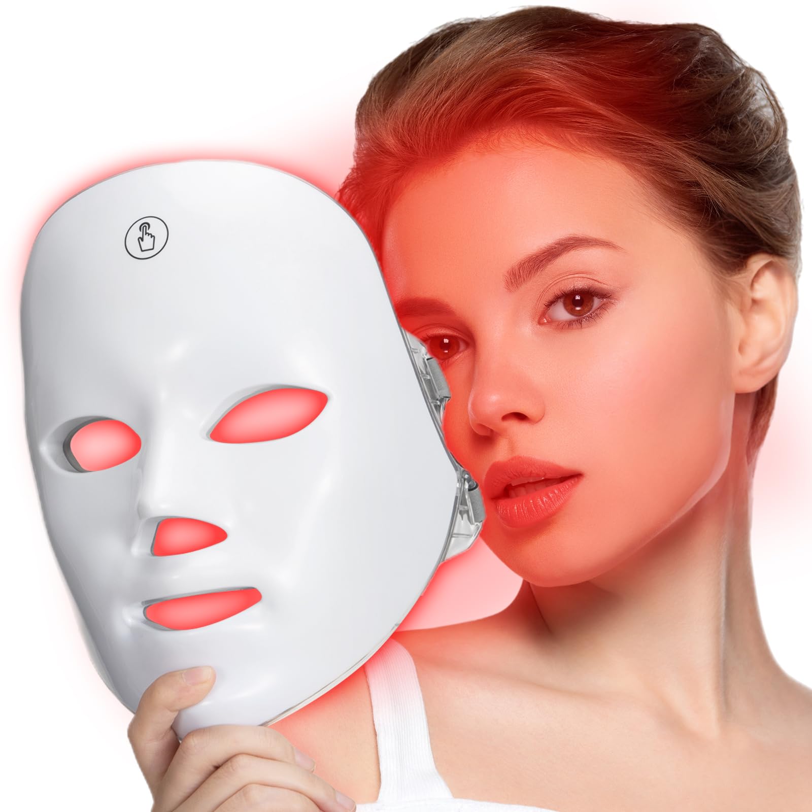 SUERBEATY Red Light Mask For Face, 7-1 Colors Red Light Face Mask, Facial Skincare At Home, Cordless, Portable and Rechargeable,Black