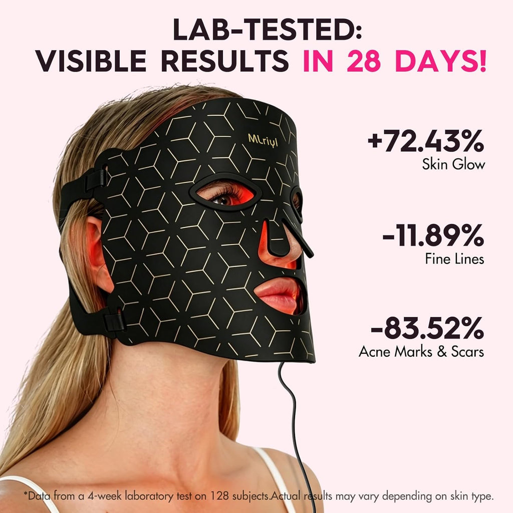 Red Light Therapy Mask for Face, 7-in-1 LED Face Mask Light Therapy with 432 LEDs & 850nm NIR, 3600mAh Rechargeable, Adjustable Brightness, Timer, Full Face Coverage for Flawless Glowing Skin