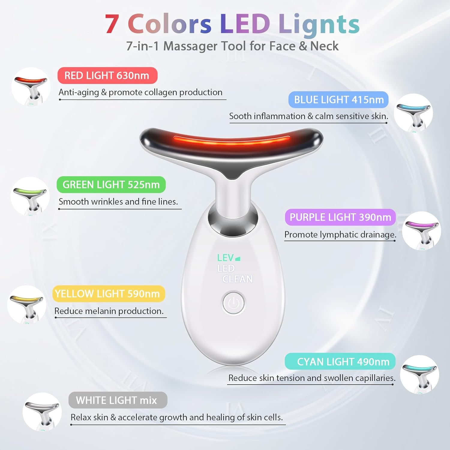 3 in 1 Face cuIpting Tool, 7 Color Mode, Facial Massager for Face and Neck, At-Home Facial Beauty Deice for Skin Care, Face cuIpting Wand