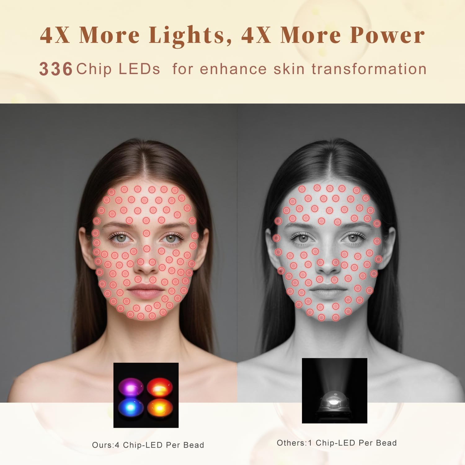 Wireless Red Light Therapy for Face, Red Light Therapy Mask with 850nm Infrared Light, Rechargeable 2000mAh Red Light Mask with 336 LED Chips, 4 Modes, Timer for Home Skincare (Black)