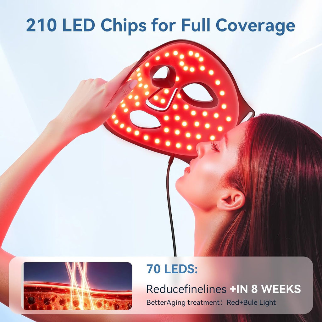 LED Light Therapy Mask Skin Care Mask, LED Red 630±5nm & NIR 830nm Wavelength for Home Use(TAN)