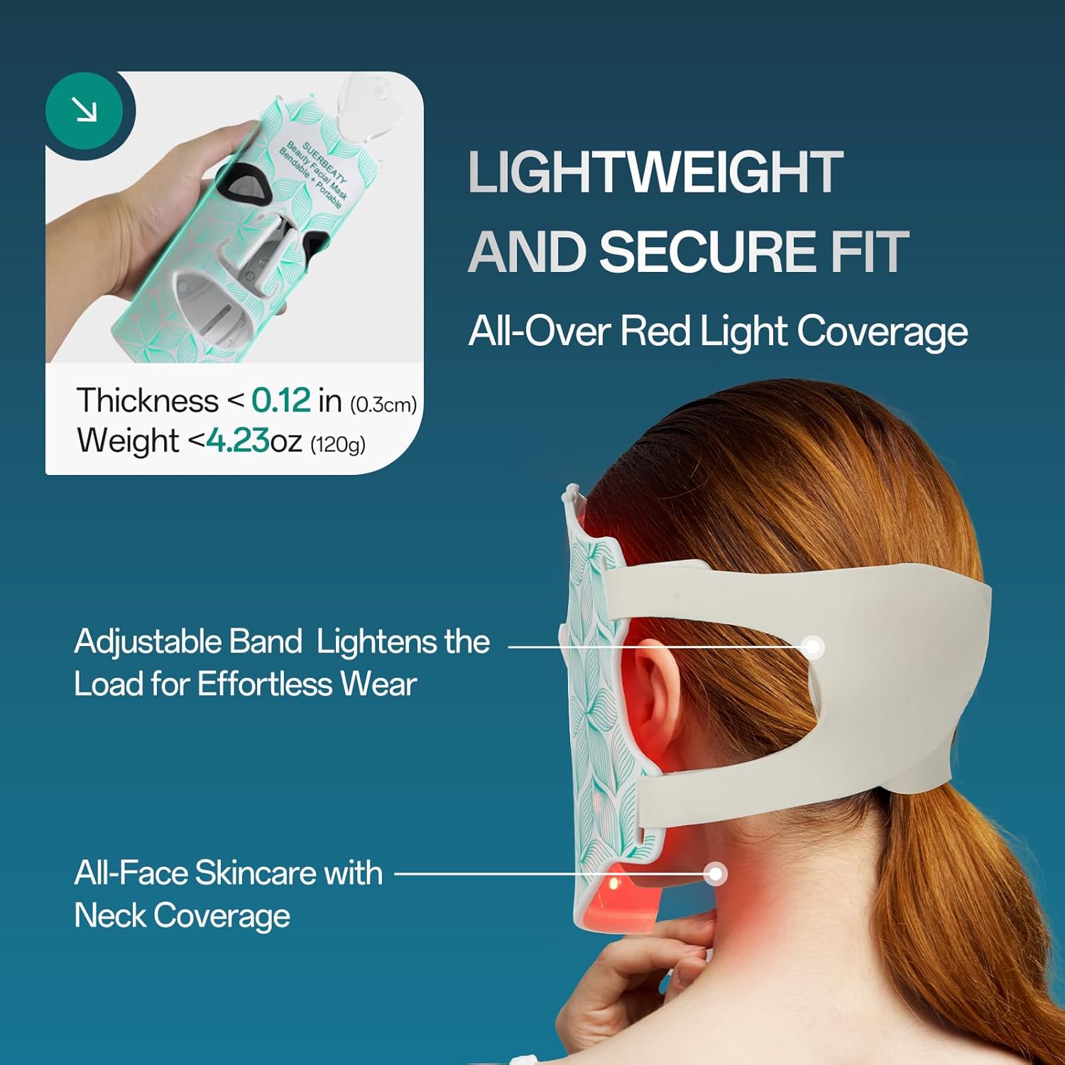 Red Light Mask for Face Women - 7 Colors Red Light Face Mask, Face Mask Skincare at Home, Cordless Device, Skin Care Mask Suitable for Women