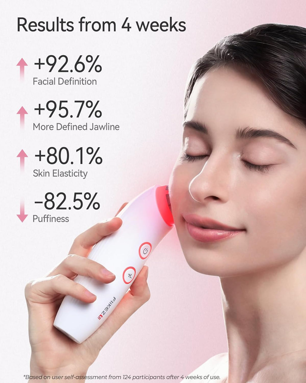 FliKEZE Red Light Therapy Device for Face and Neck, 3-in-1 Microcurrent & Vacuum Facial Massager, Skin Tightening, Firming and Anti-Aging Skincare Tool (White)
