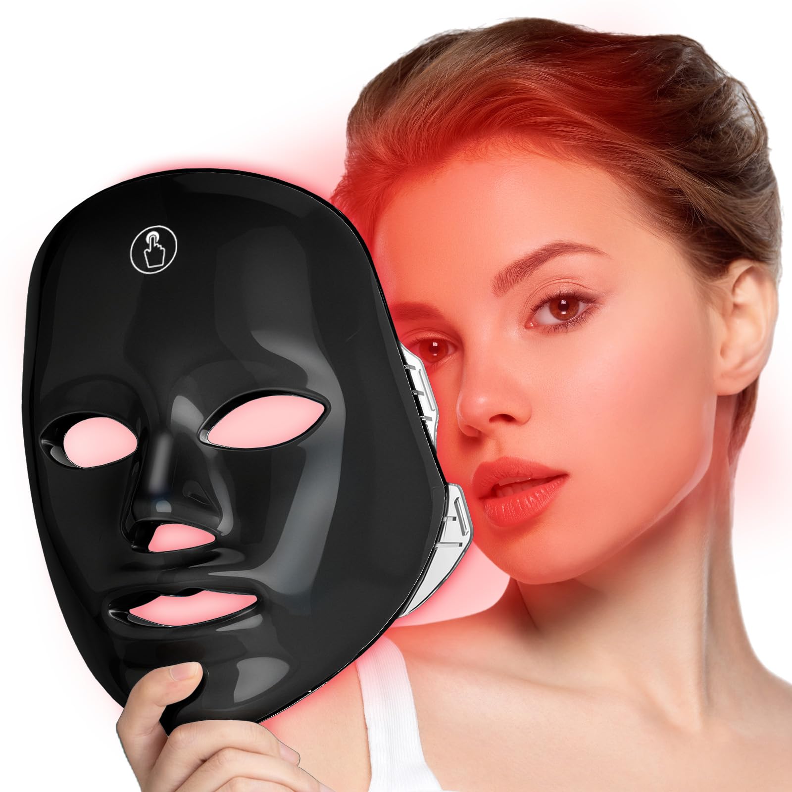 SUERBEATY Red Light Mask For Face, 7-1 Colors Red Light Face Mask, Facial Skincare At Home, Cordless, Portable and Rechargeable,Black