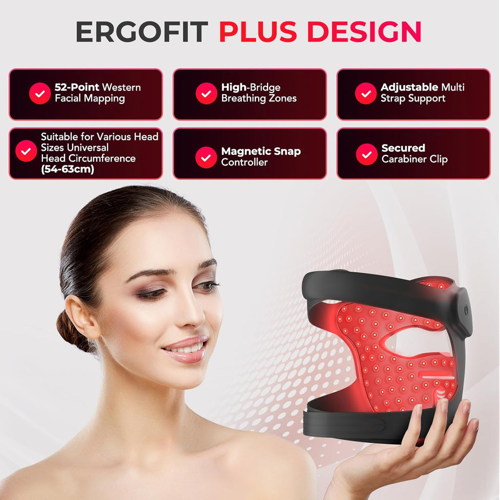 Red Light Therapy Mask for Face – 9 Modes LED Light Therapy with 280 Beads, 630nm Red & 850nm Near Infrared, Wireless Rechargeable Facial Mask for Skin Care at Home