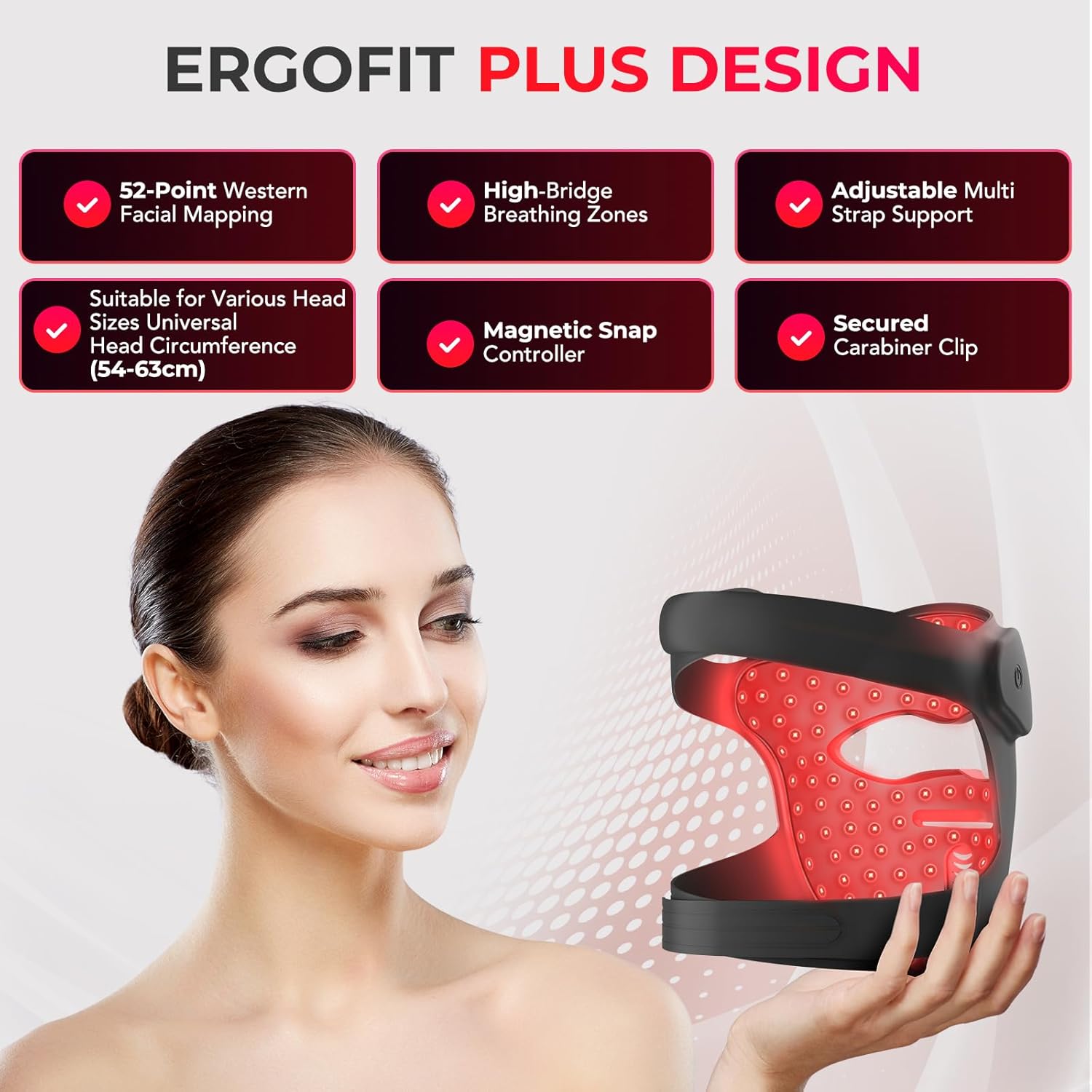 Red Light Therapy Mask for Face – 9 Modes LED Light Therapy with 280 Beads, 630nm Red & 850nm Near Infrared, Wireless Rechargeable Facial Mask for Skin Care at Home