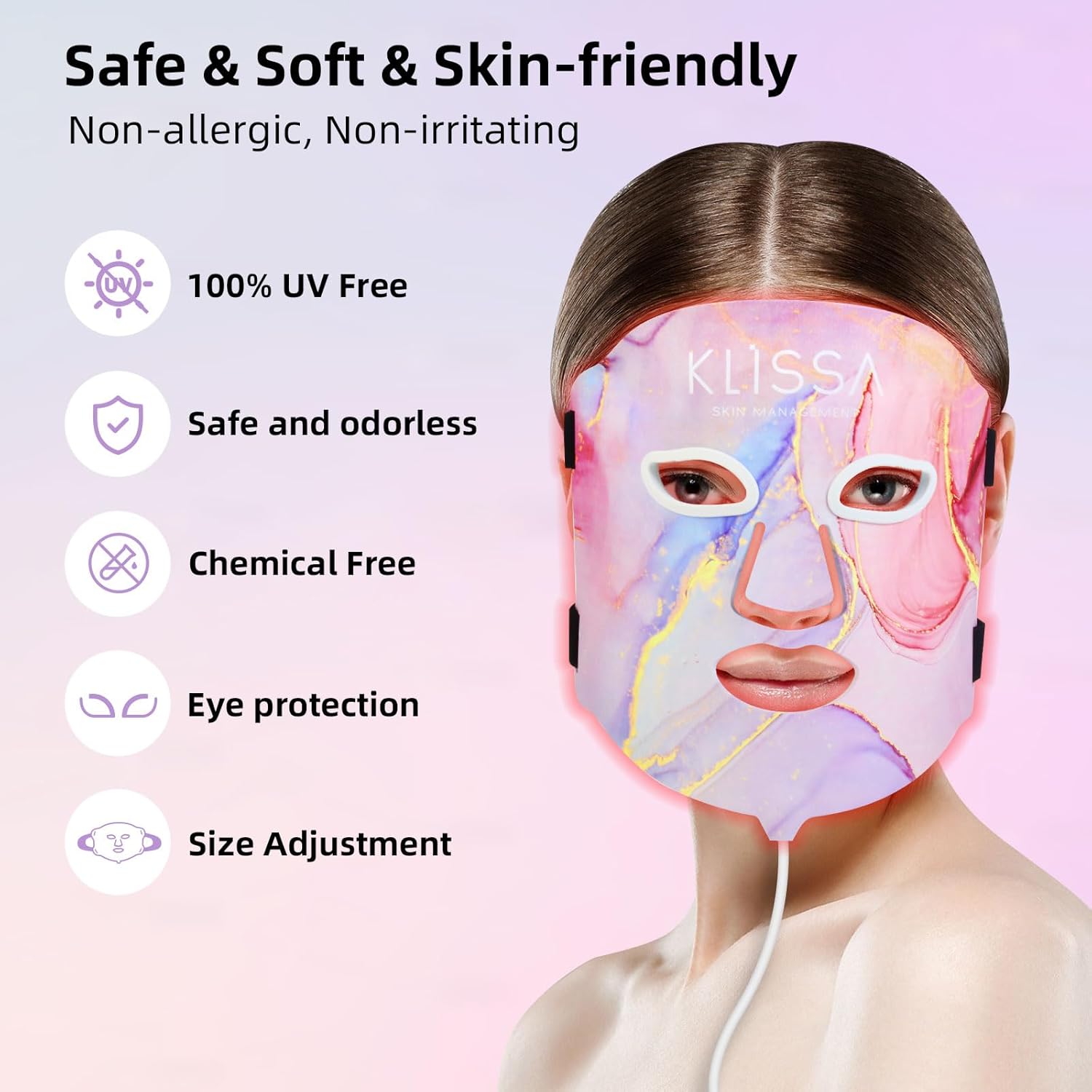 4colors LED Face Mask Light Therapy, Red Light Therapy Mask for face, Soft Silicone Facial Skin Care Mask, Portable Rejuvenation Device for Home Use, Rechargeable Skin Mask for Women