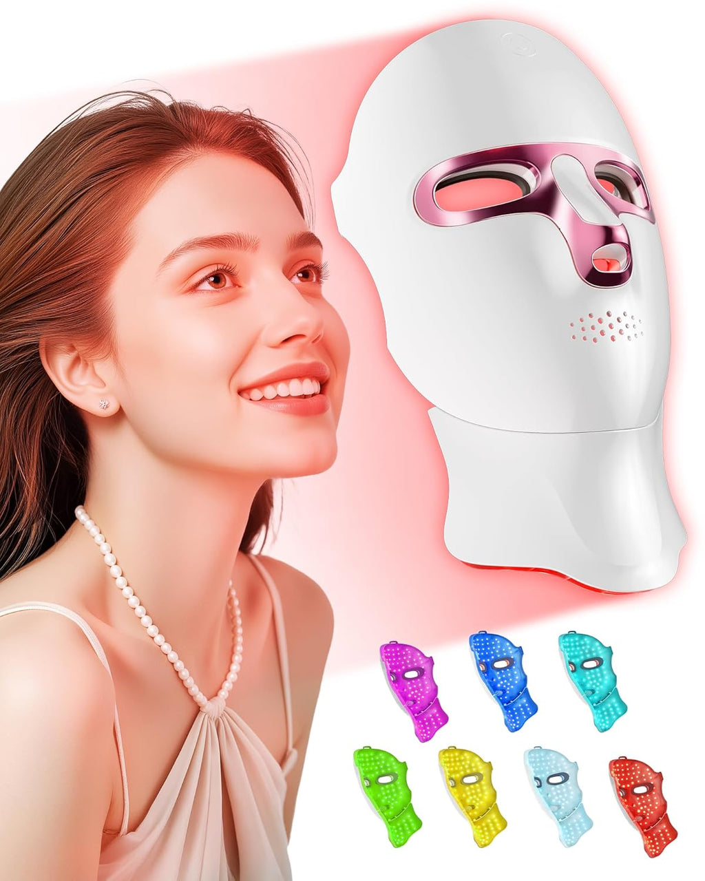 Red Light Therapy for Face- LED Light Therapy Mask Skin Care Mask,Cordless LED Face Mask face & Neck Red & Infrared Lights Masks Wavelength,USB C Rechargeable for Home Use Working Travel Yoga