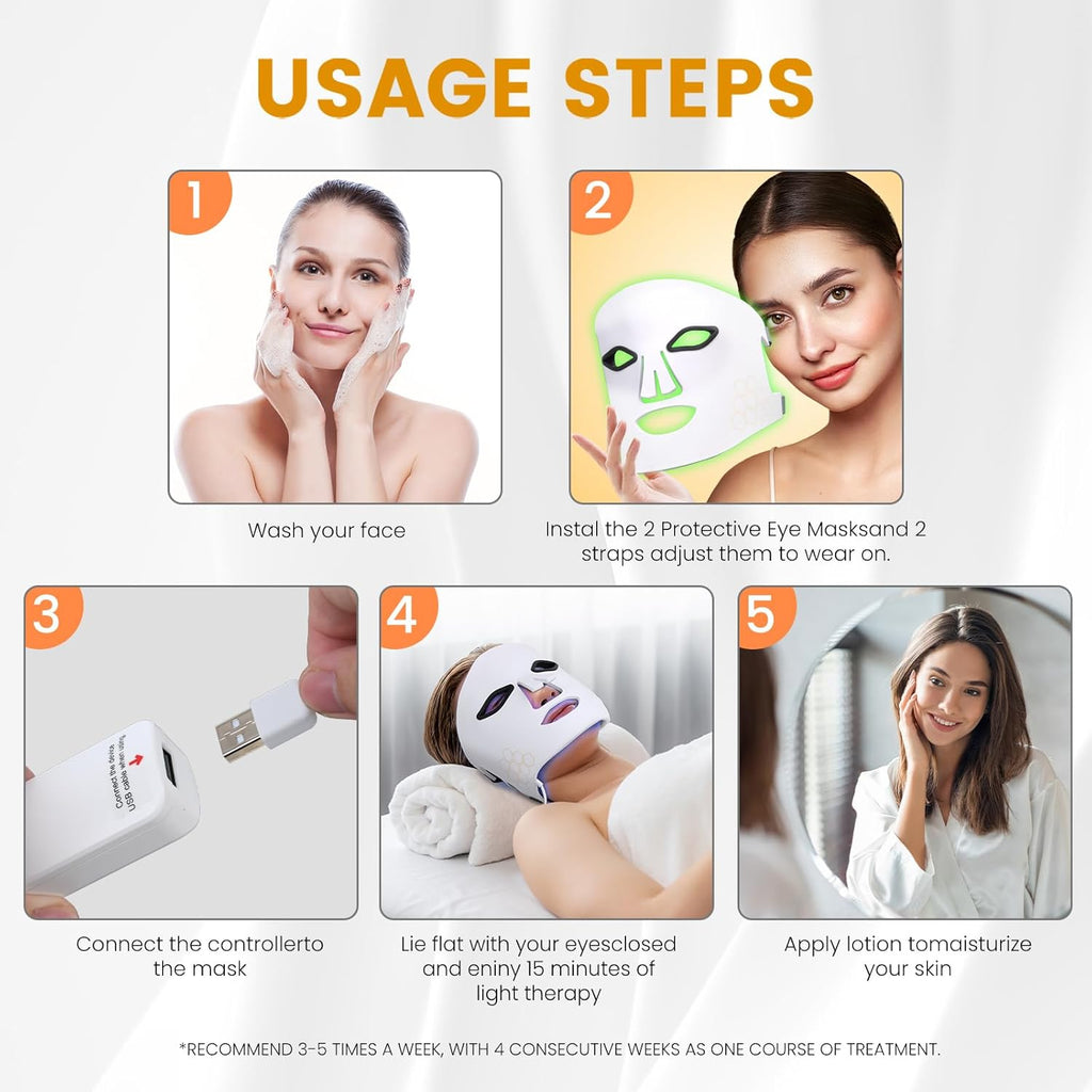 FSA, HSA Eligible Hsaiiae LED Light Theratment Mask, Infrared Remedies for Stiffness Relief, Dual Modes for Acne Solution and Skin Care, 4 Color Lights Settings