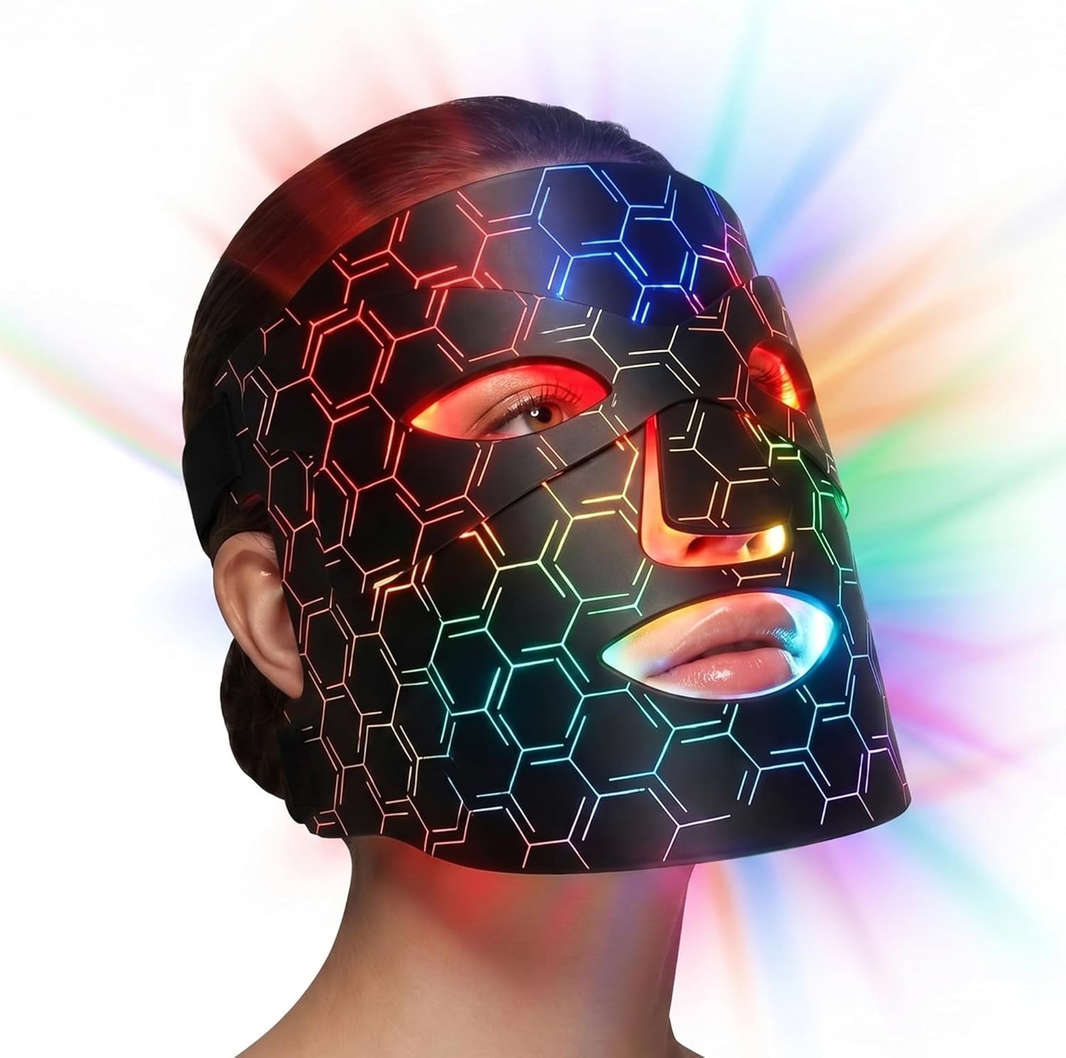 Red Light Therapy Mask for Face,FDA Cleared 7 Color 288 LEDs with 850nm Near Infrared,2000mAh Rechargeable & 3 Timer Settings,Portable At-Home & Travel Skincare Device