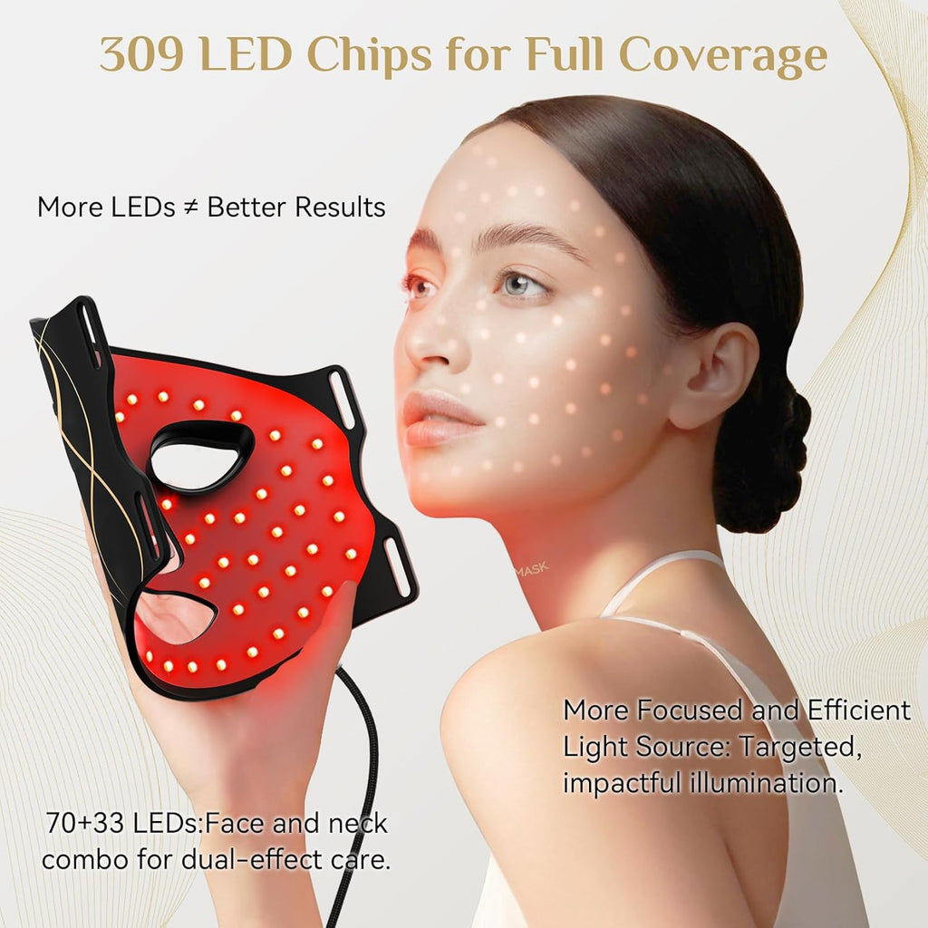 FOLOKE Red Light Therapy Mask for Face, LED Face Mask Light Therapy with Red 630±5nm & NIR 830nm, Body Beauty Machine for Care at Home
