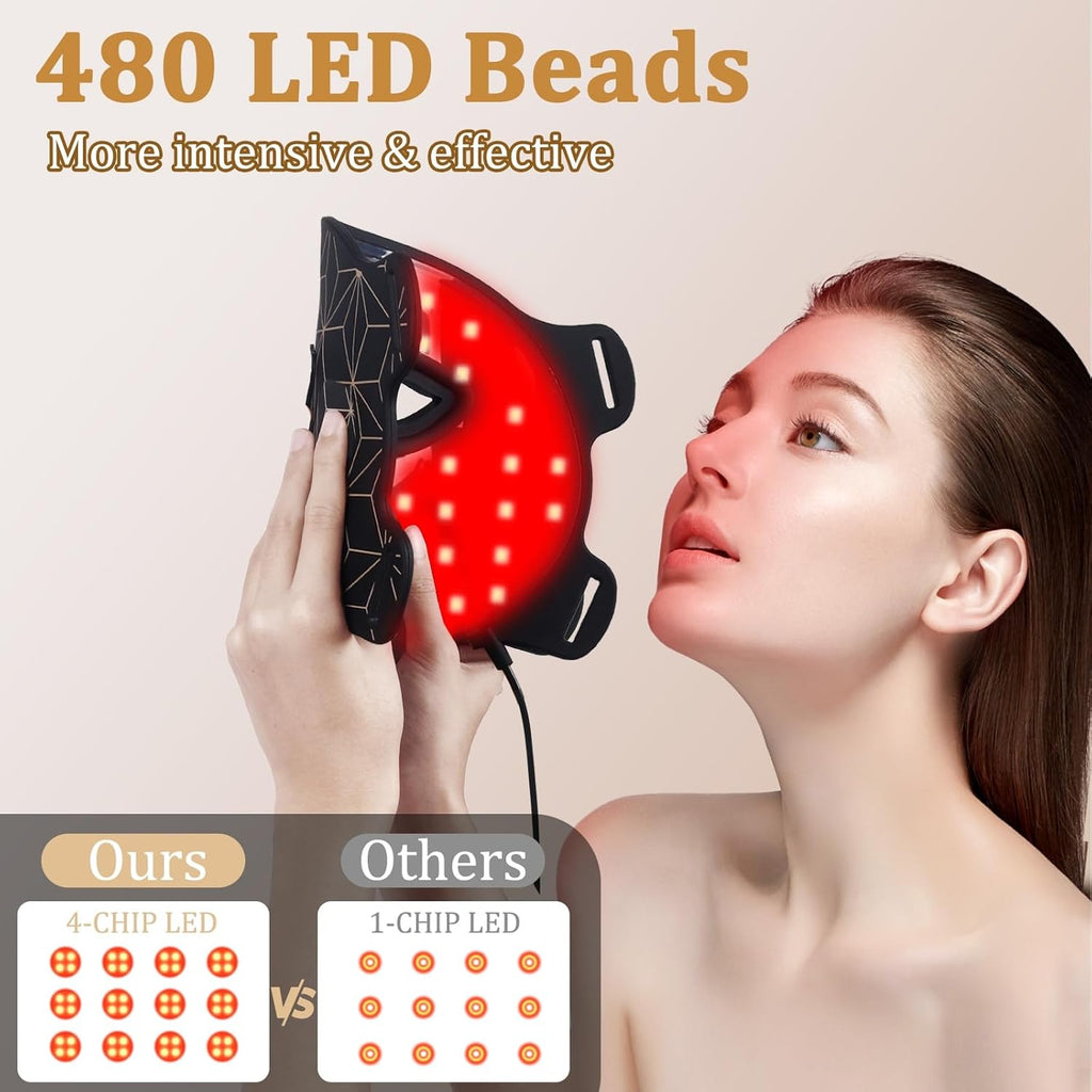 Red Light Therapy Mask for Face, 3000 mAh Rechargeable LED Face Mask Light Therapy with 850NM Near-Infrared, 8 Colors Red Light Mask, Skin Care Device at Home and Travel for Skin Rejuvenation