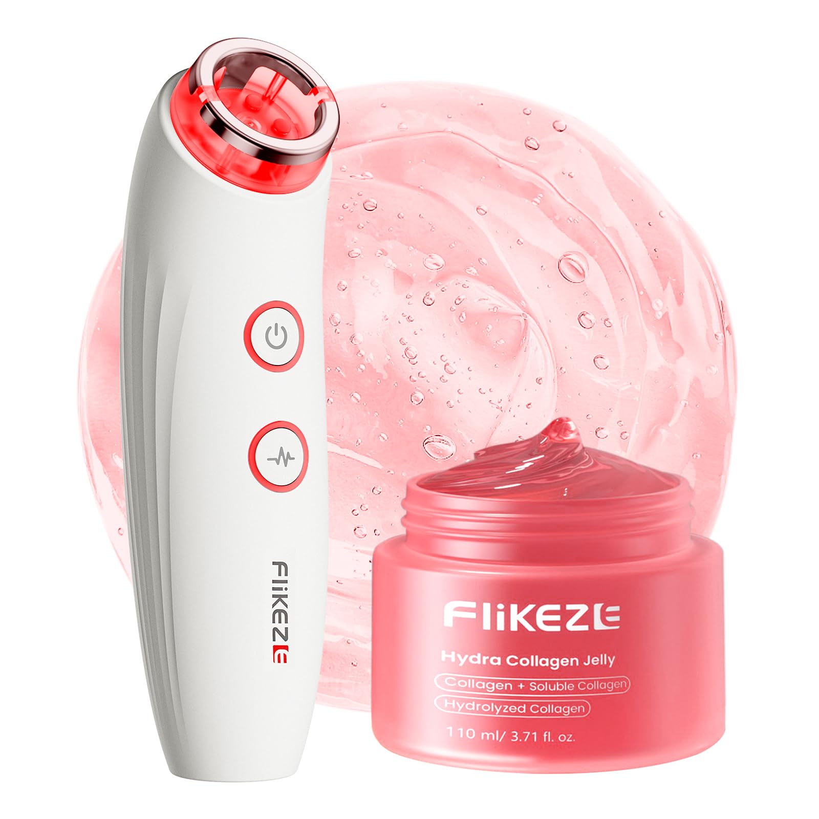 FliKEZE Red Light Therapy Device for Face and Neck, 3-in-1 Microcurrent & Vacuum Facial Massager, Skin Tightening, Firming and Anti-Aging Skincare Tool (White)