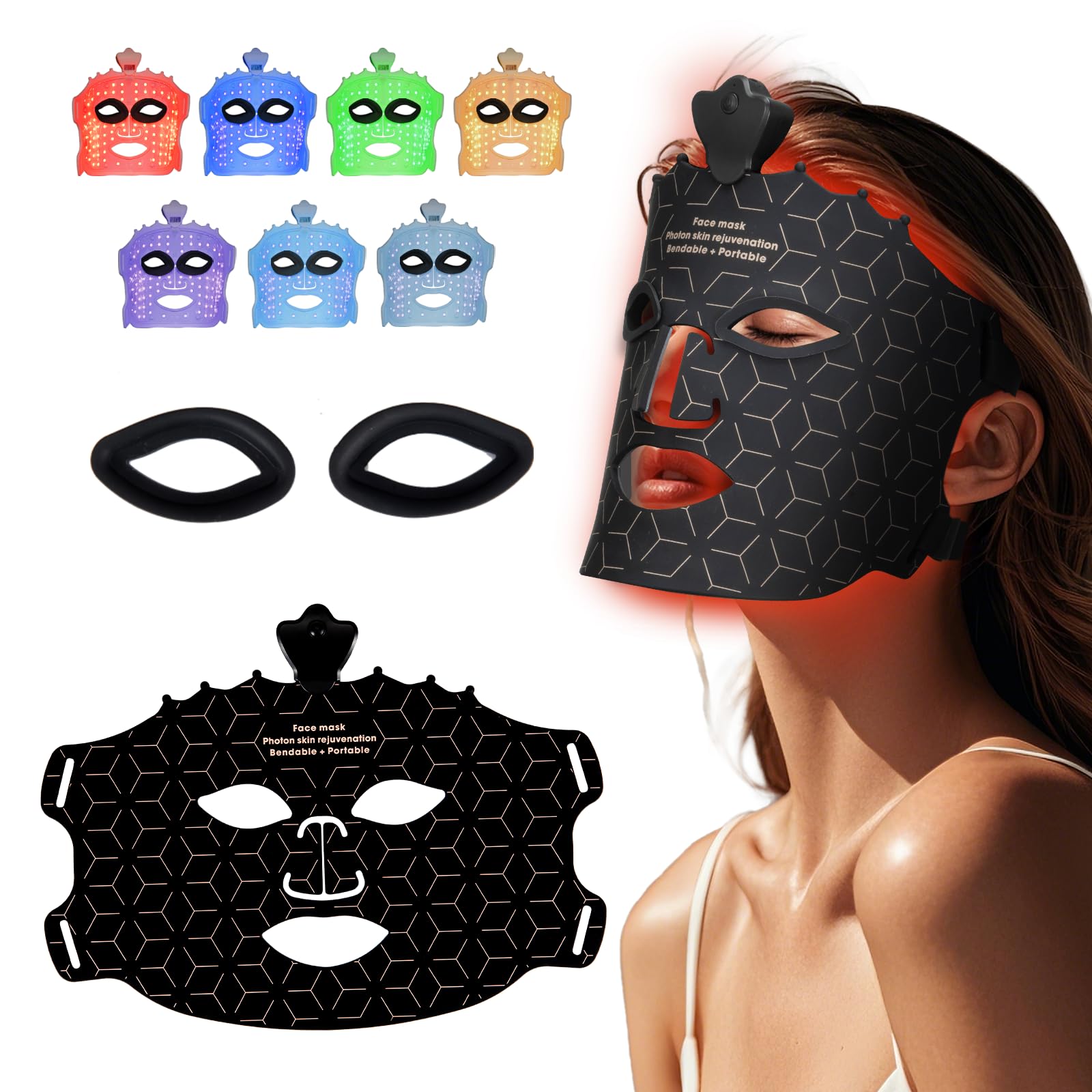 Red Light Mask for Face Women - 7 Colors Red Light Face Mask, Face Mask Skincare at Home, Cordless Device, Skin Care Mask Suitable for Women