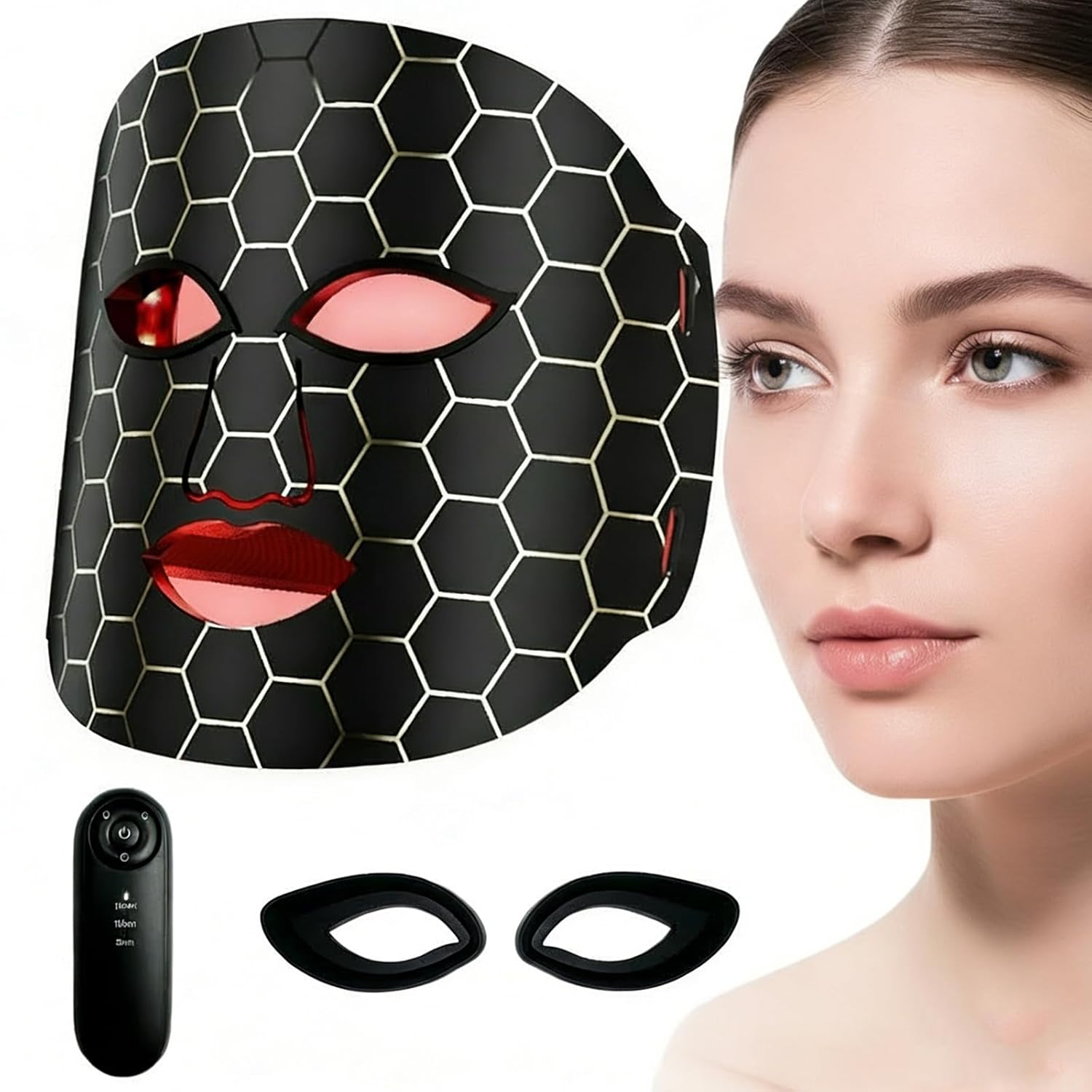 7 Color LED & Infrared Light Therapy Mask for Face, Photon Beauty Mask with Soft Flexible Silicone, Rechargeable Facial Skin Care Device with Auto Timer for Professional Home Spa