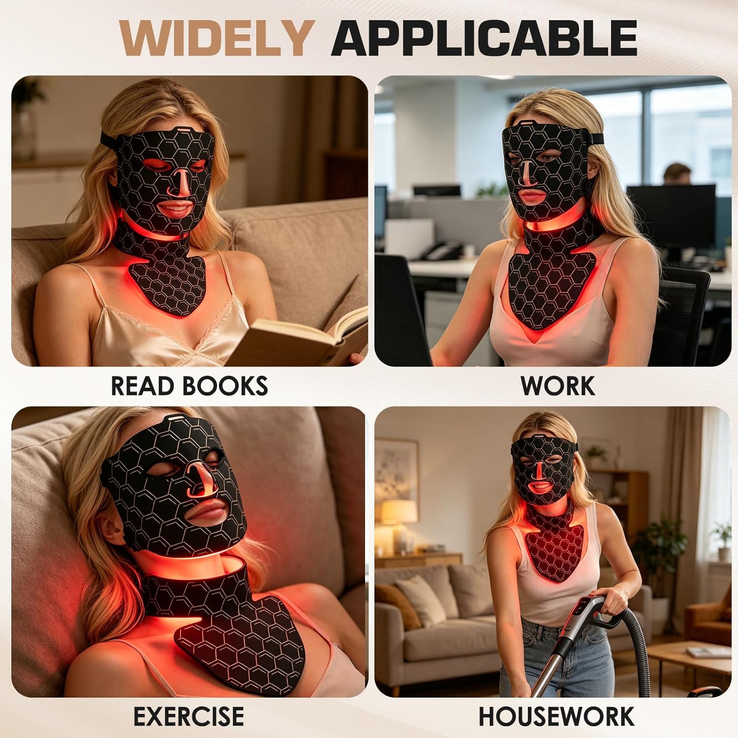 Red Light Therapy for Face and Neck Mask,160 LED Beads Silicone Facial Light Therapy,Rechargeable Portable LED Skincare Mask with Remote Control,Timer & 3 Adjustable Brightness
