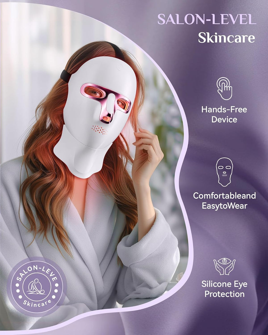 Red Light Therapy for Face- LED Light Therapy Mask Skin Care Mask,Cordless LED Face Mask face & Neck Red & Infrared Lights Masks Wavelength,USB C Rechargeable for Home Use Working Travel Yoga