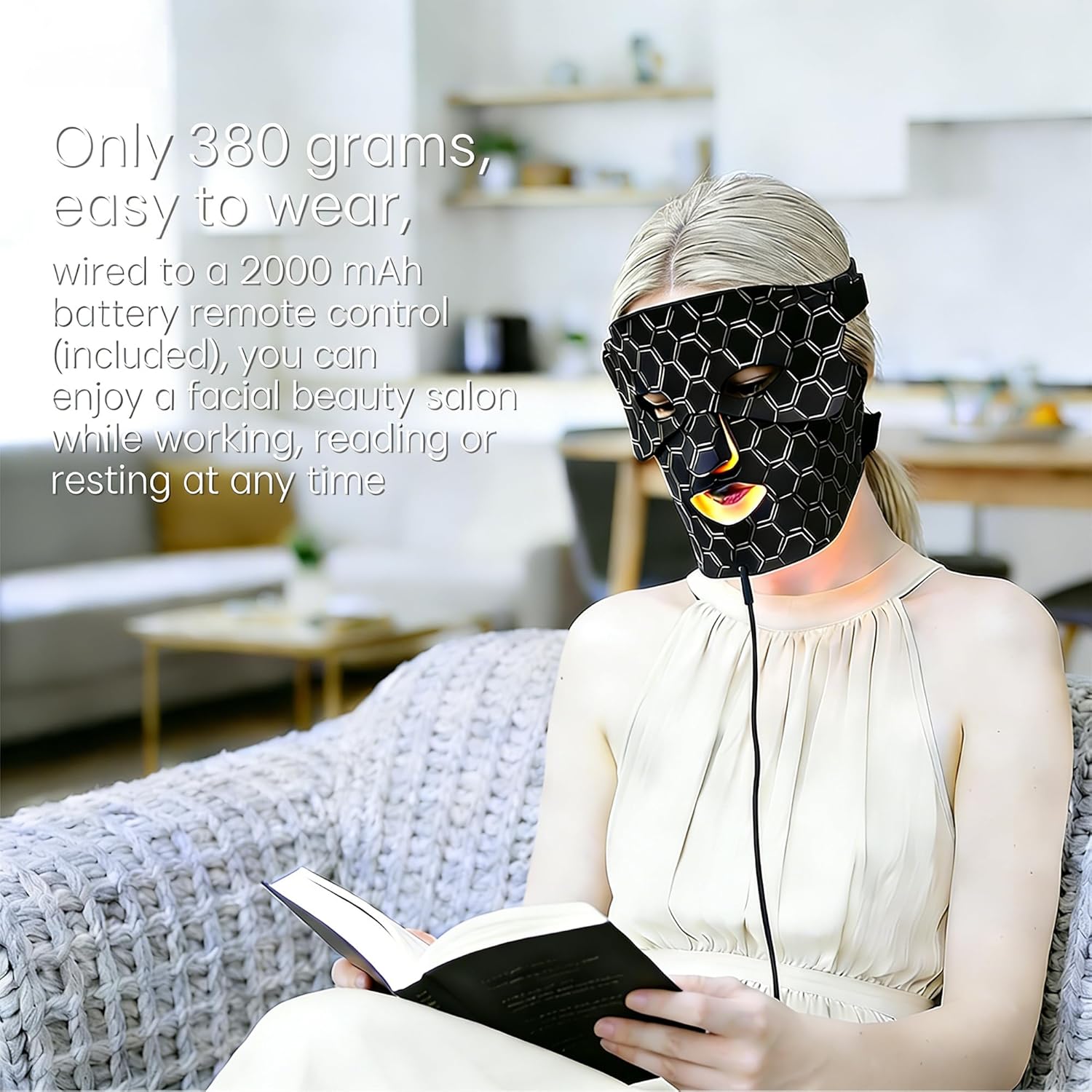 Red Light Therapy Mask for Face,FDA Cleared 7 Color 288 LEDs with 850nm Near Infrared,2000mAh Rechargeable & 3 Timer Settings,Portable At-Home & Travel Skincare Device
