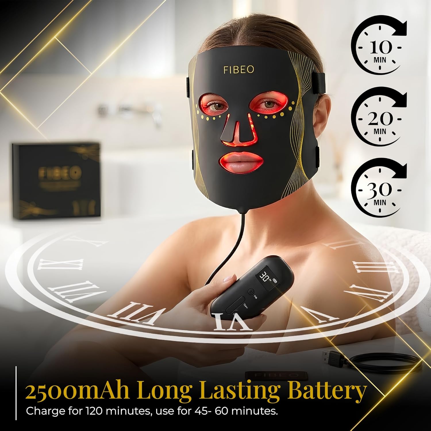 LED Red Light Therapy Mask for Face, FDA-Cleared 630nm Red, 850nm Near-Infrared & 415nm Blue Light, 324 LED Chips, 3 Modes, 5 Intensity Levels, Remote Controller – At-Home Skin Care Device