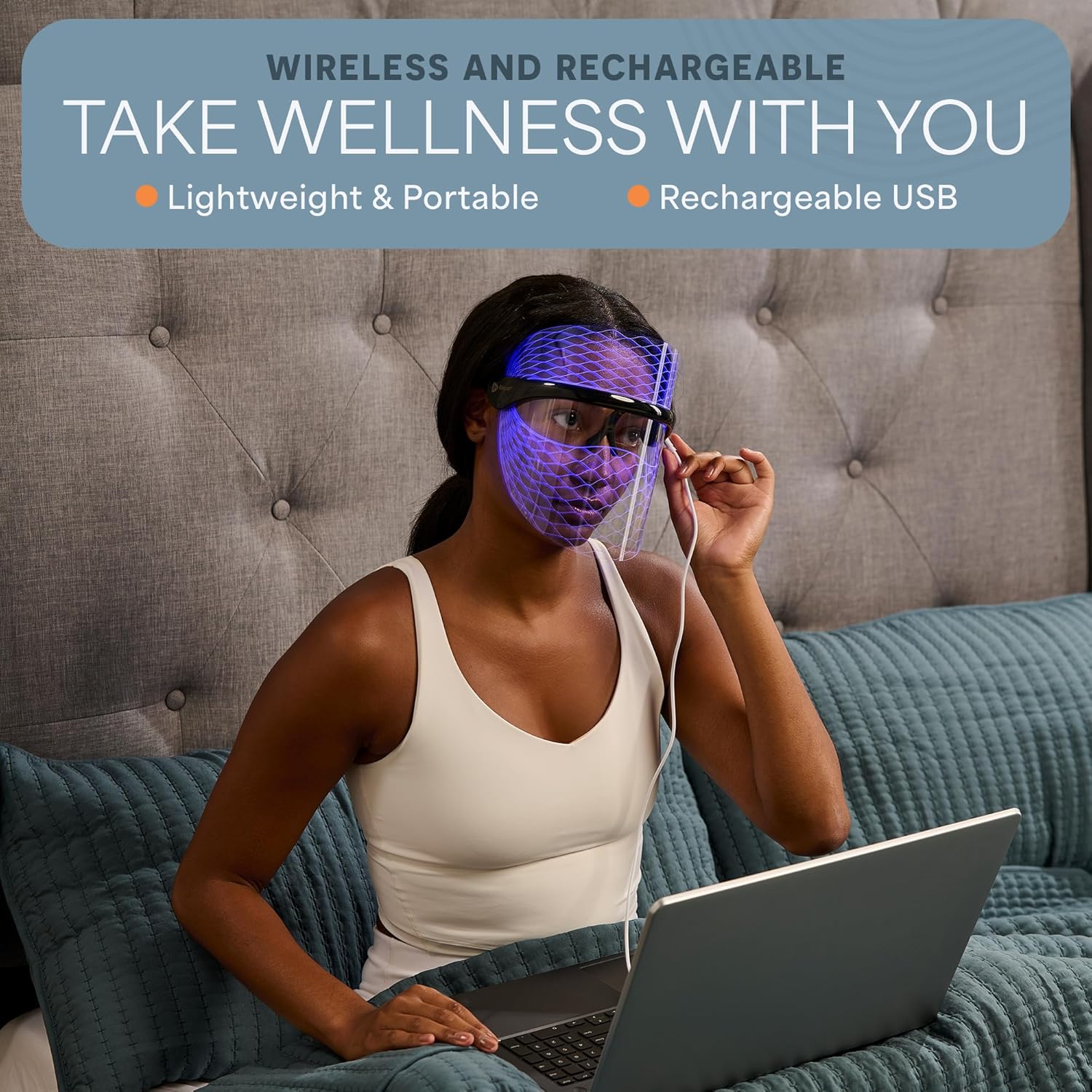 LifePro – Red Light Therapy for Face – LED Face Mask Light Therapy with Red and Blue Modes – Vizacure Rechargeable, Portable Skincare Mask for At-Home Use