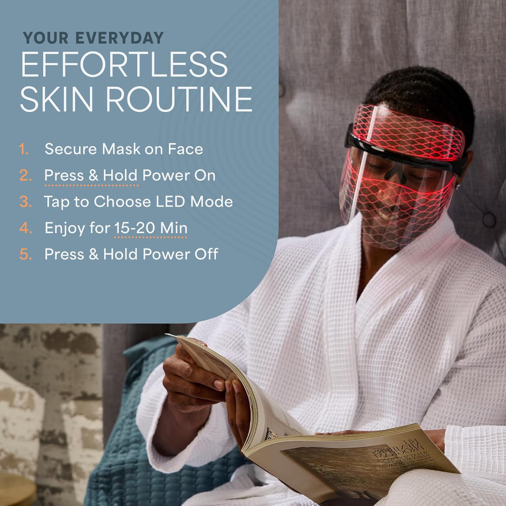 LifePro – Red Light Therapy for Face – LED Face Mask Light Therapy with Red and Blue Modes – Vizacure Rechargeable, Portable Skincare Mask for At-Home Use